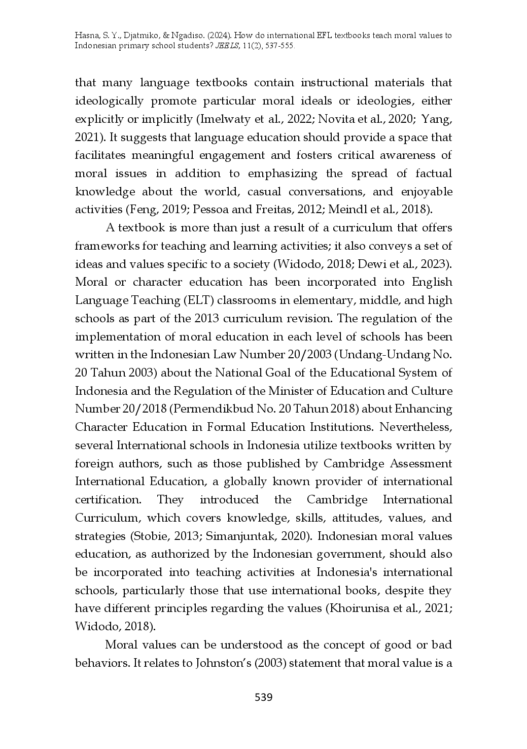 juris How Do International EFL Textbooks Teach Moral Values to Indonesian Primary School Students