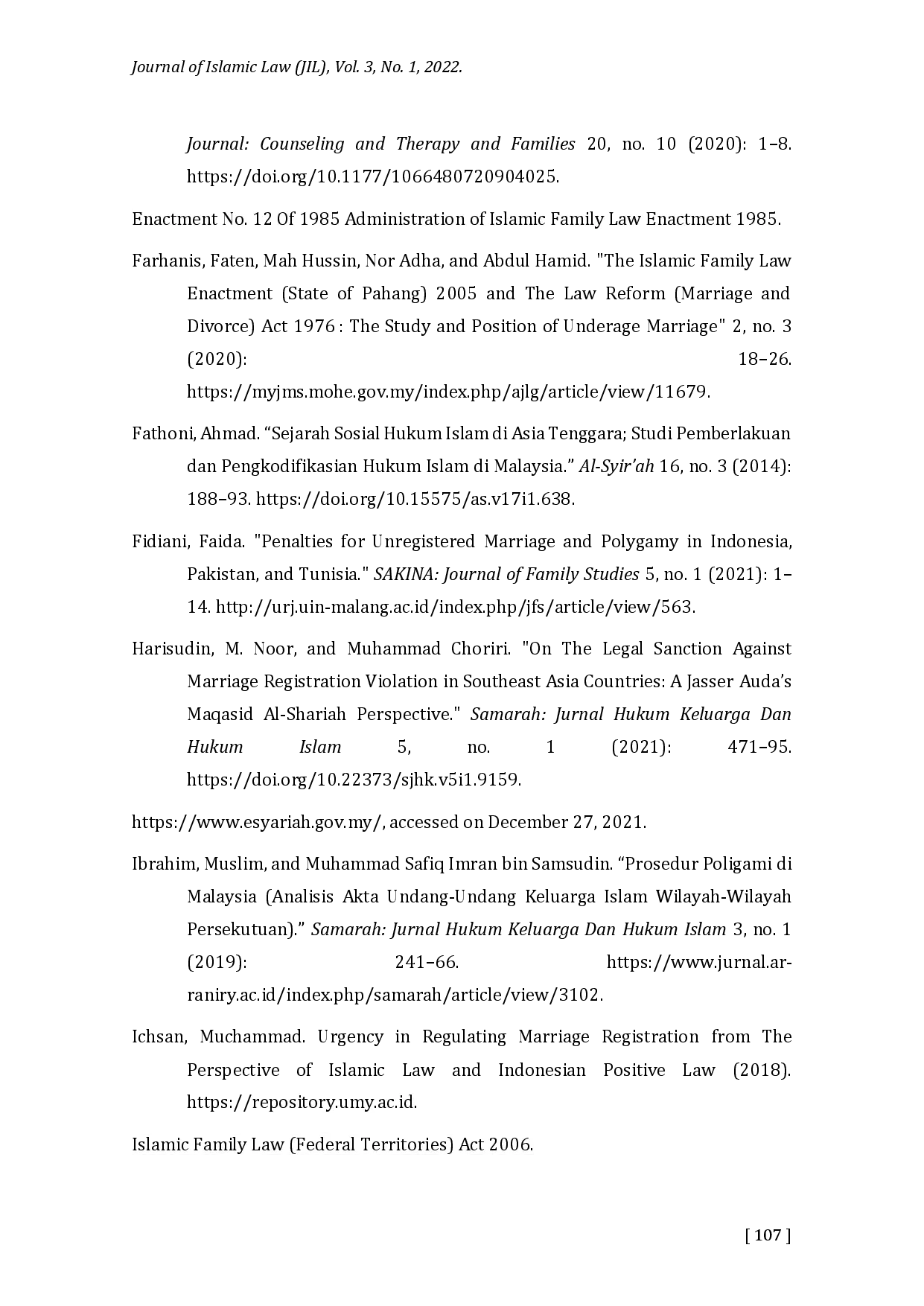 juris Genealogy and Reform of Islamic Family Law Study of Islamic Marriage Law Products in Malaysia