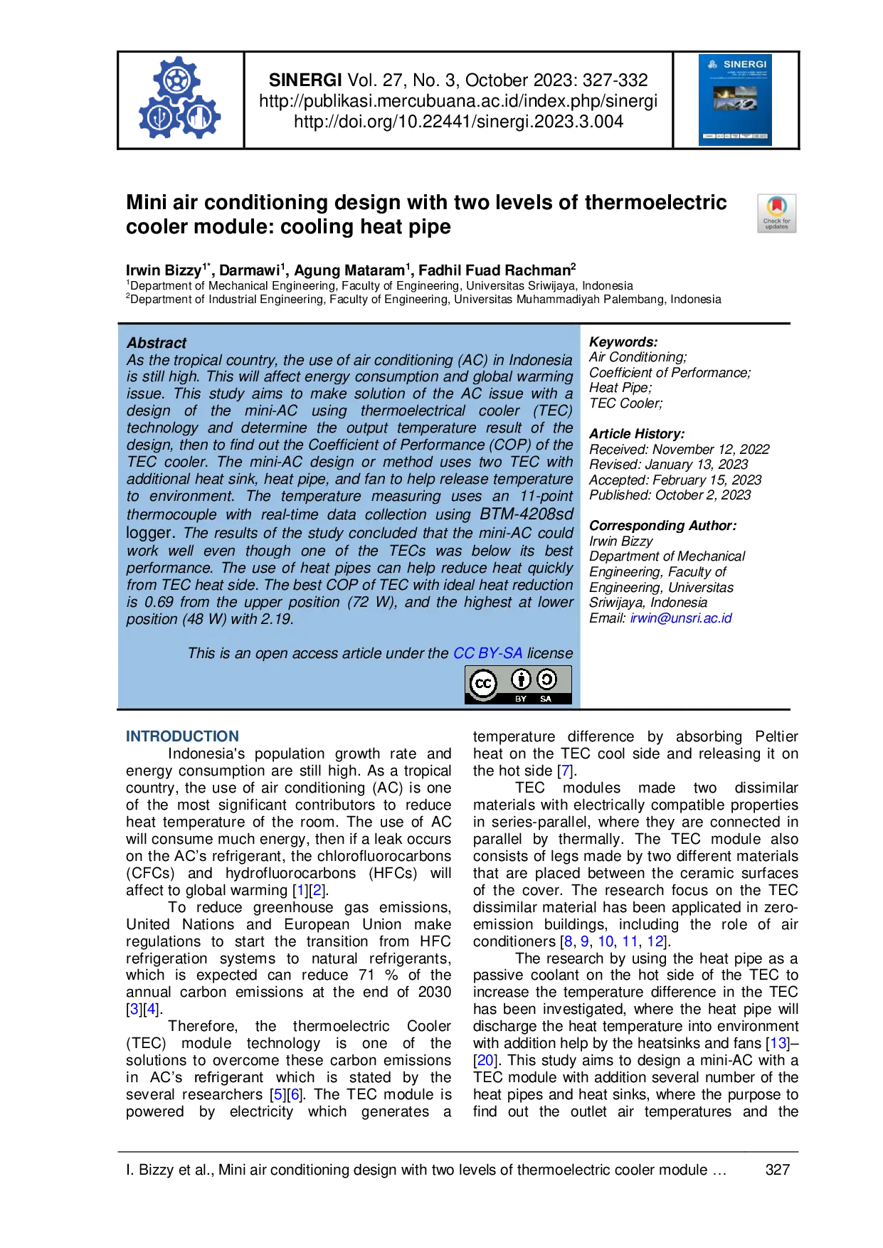 JURIS Mini air conditioning design with two levels of thermoelectric cooler module cooling heat pipe