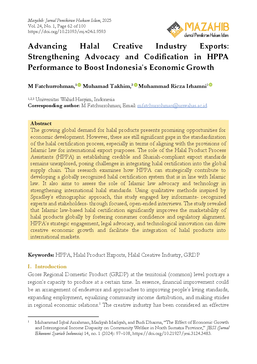 juris Advancing Halal Creative Industry Exports Strengthening Advocacy and Codification in HPPA Performance to Boost Indonesia s Economic Growth