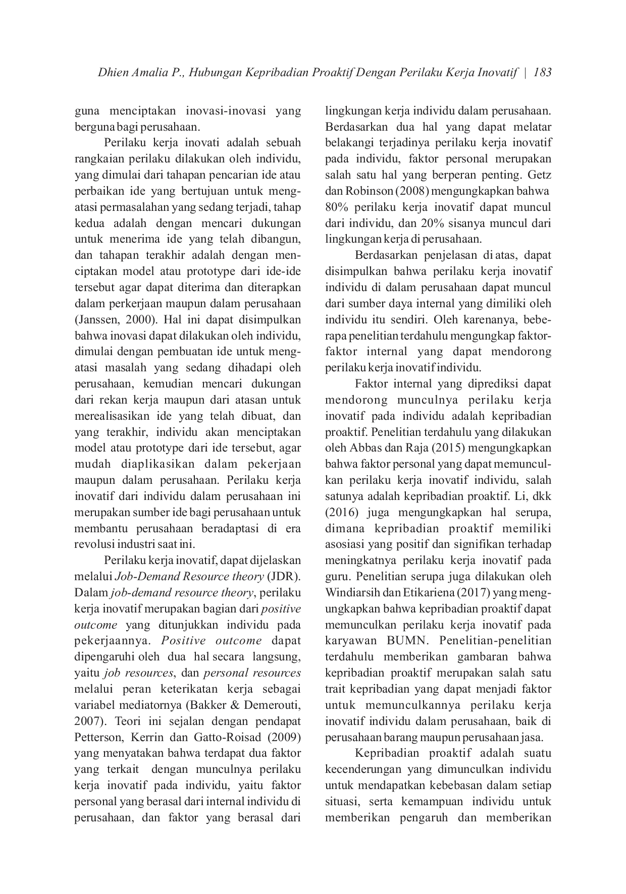 JURIS Hubungan Kepribadian Proaktif Dengan Perilaku Kerja Inovatif Pada Generasi Millenial