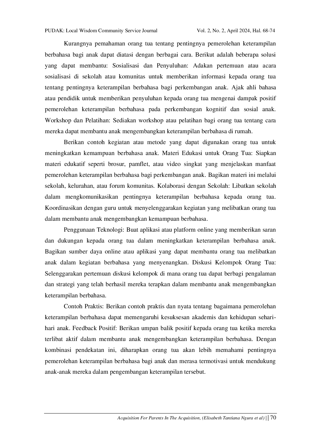 JURIS Acquisition For Parents In The Acquisition Of Children s Language Skills At Citra Bakti Integrated Preschool