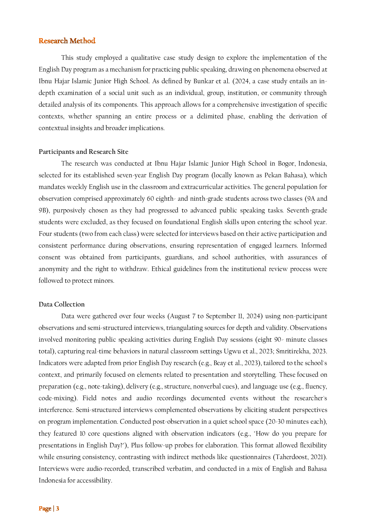 JURIS Implementing an English Day Program to Support Students Public Speaking A Qualitative Case Study at an Indonesian Junior High School