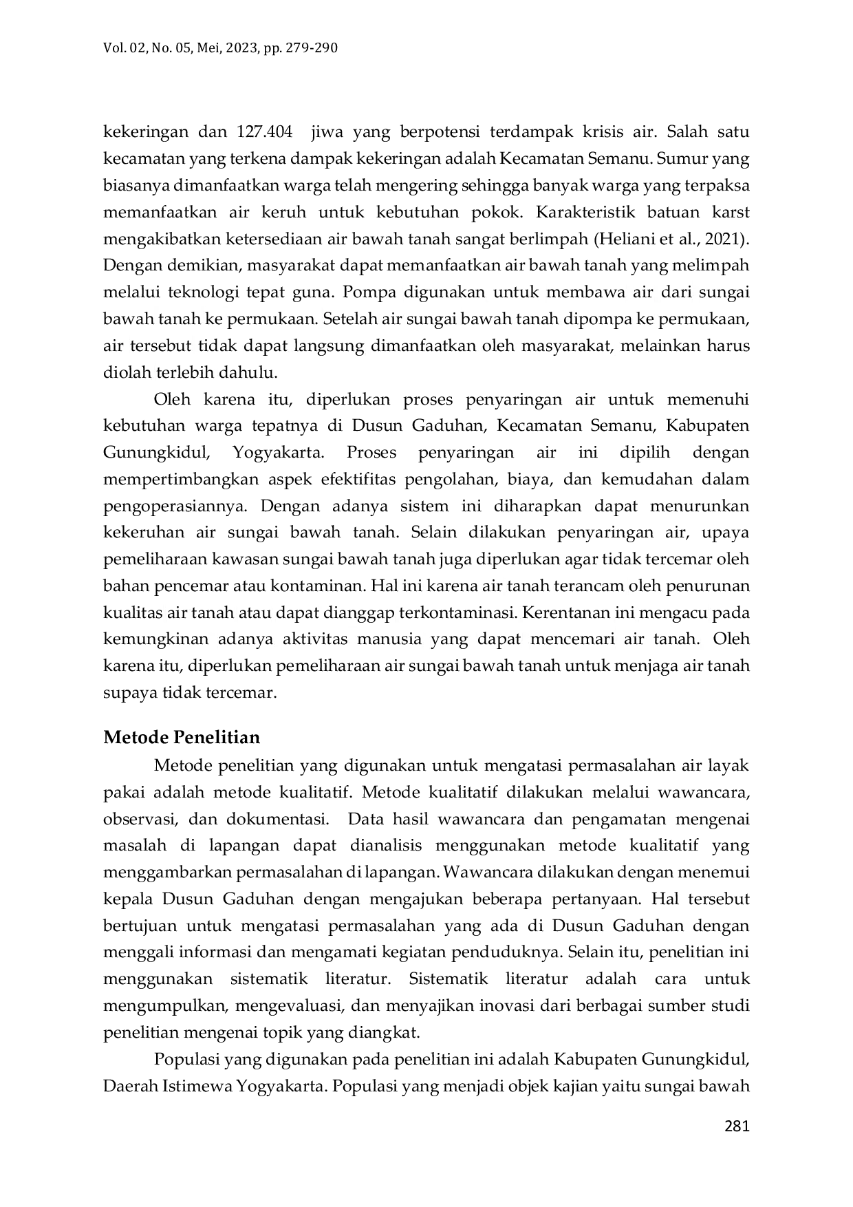 JURIS Pengolahan Air Sungai Bawah Tanah di Dusun Gaduhan dengan Alat Healthwater