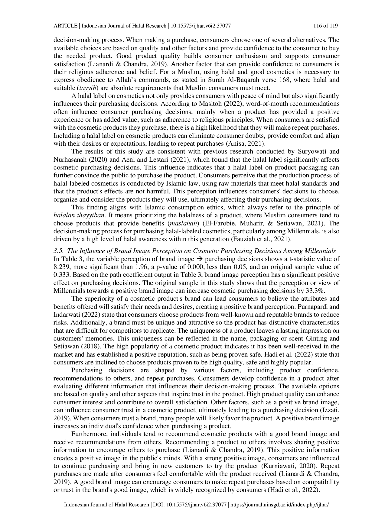 JURIS The Influence of Perception of Halal Labels and Brand Image on Cosmetic Purchasing Decisions Among Millennials