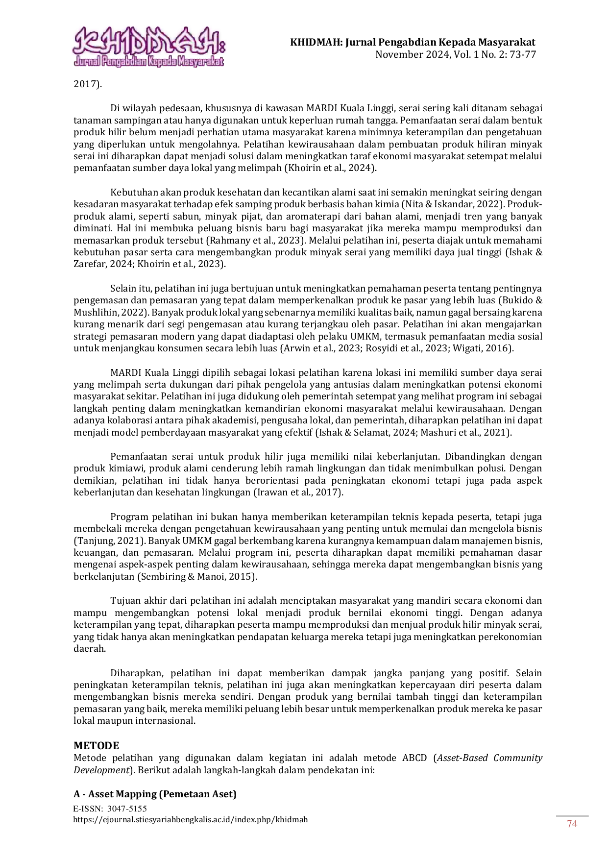 JURIS Pelatihan Kewirausahaan Pembuatan Produk Hiliran Minyak Pati Serai Di MARDI Kuala Linggi