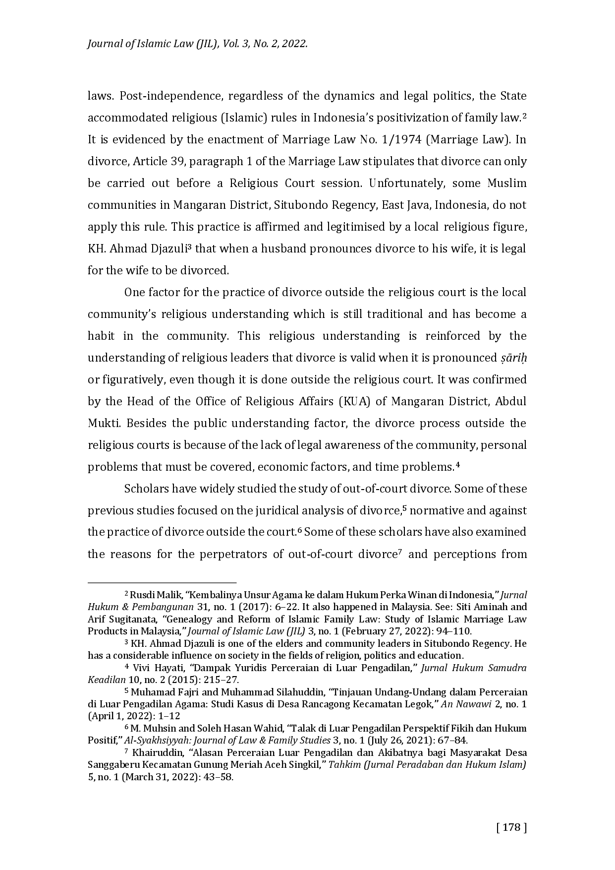 juris Between State Law and Islamic Law The Practice of Divorce Outside the Situbondo Religious Courts Indonesia