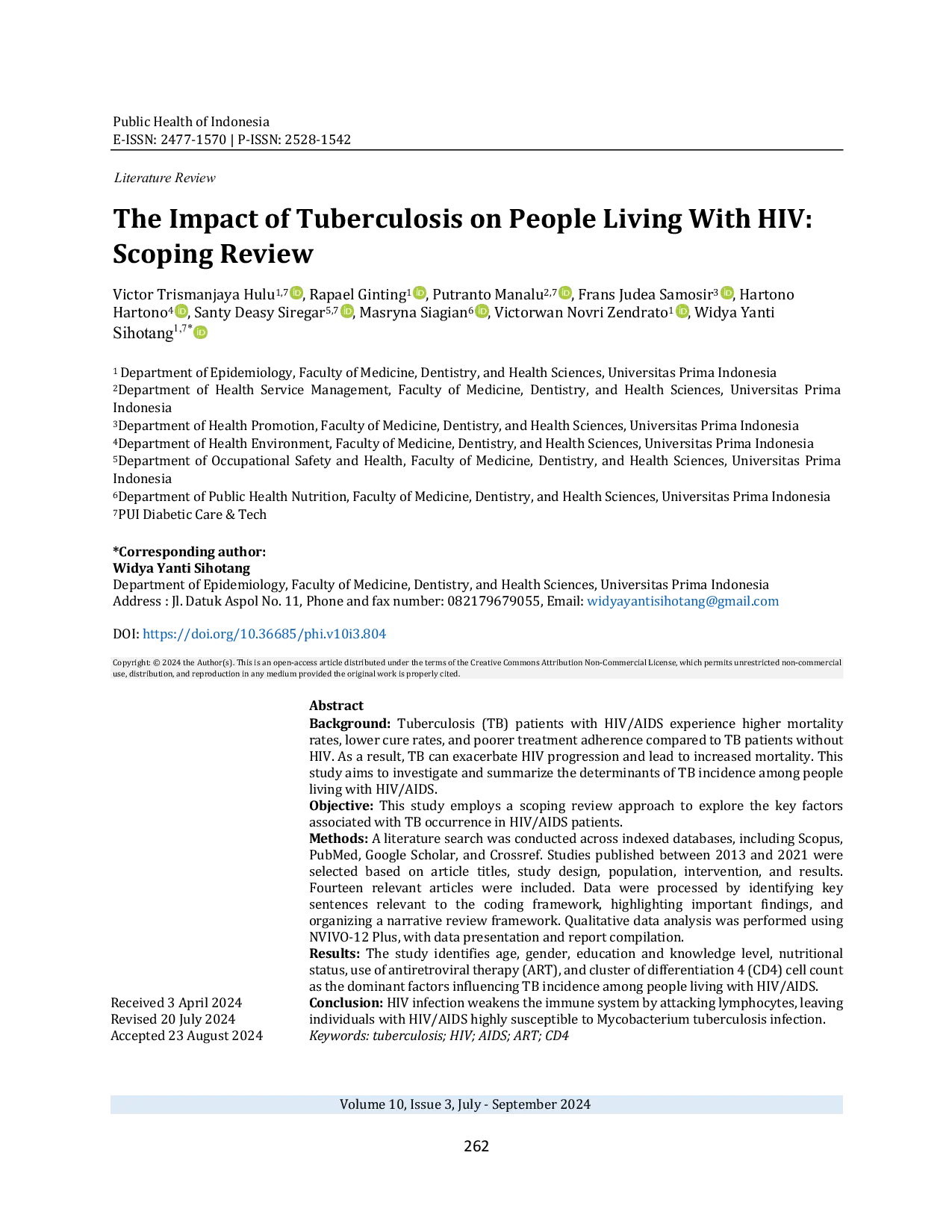 JURIS The Impact of Tuberculosis on People Living With HIV Scoping Review