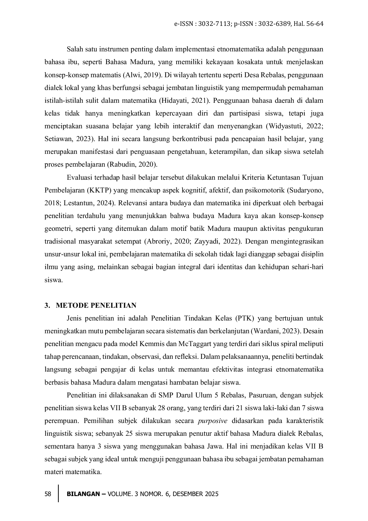 JURIS Meningkatkan Hasil Belajar Siswa Kelas VII SMP Darul Ulum 5 Rebalas Menggunakan Etnomatematika dengan Bahasa Madura