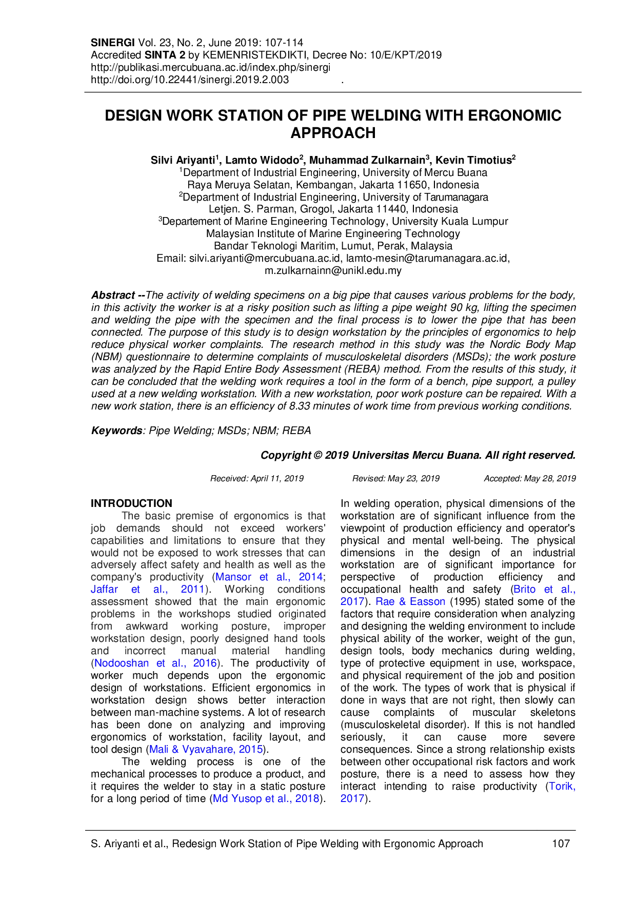 juris Design Work Station of Pipe Welding with Ergonomic Approach