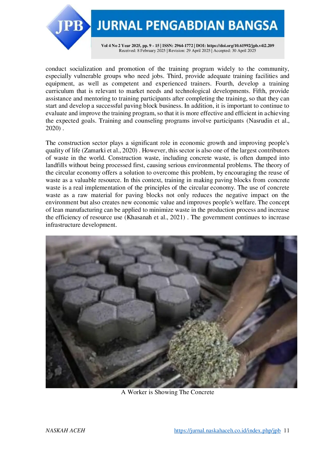 JURIS Training on Making Paving Blocks from Concrete Waste to Improve the Economy