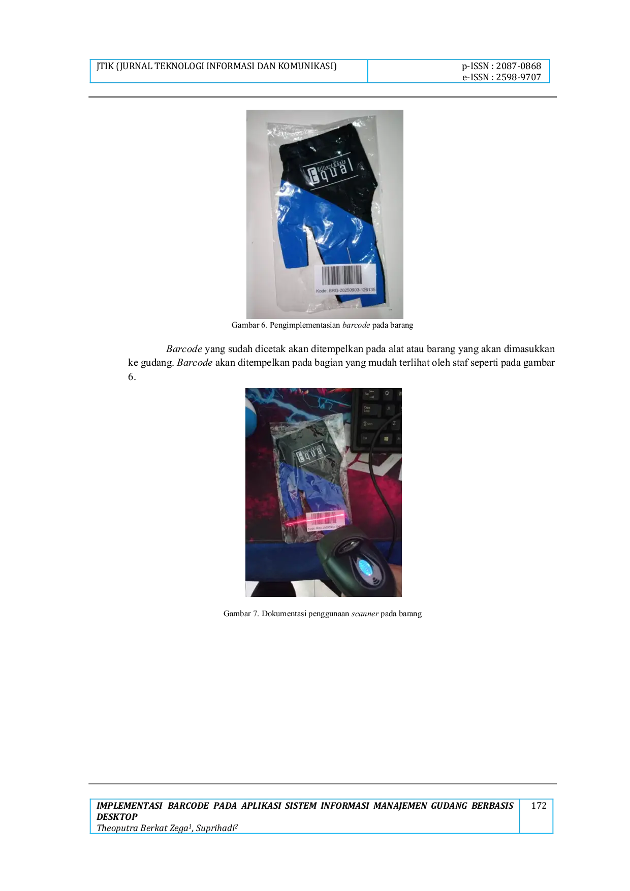 JURIS Implementasi Barcode Pada Aplikasi Sistem Informasi Manajemen Gudang Berbasis Desktop
