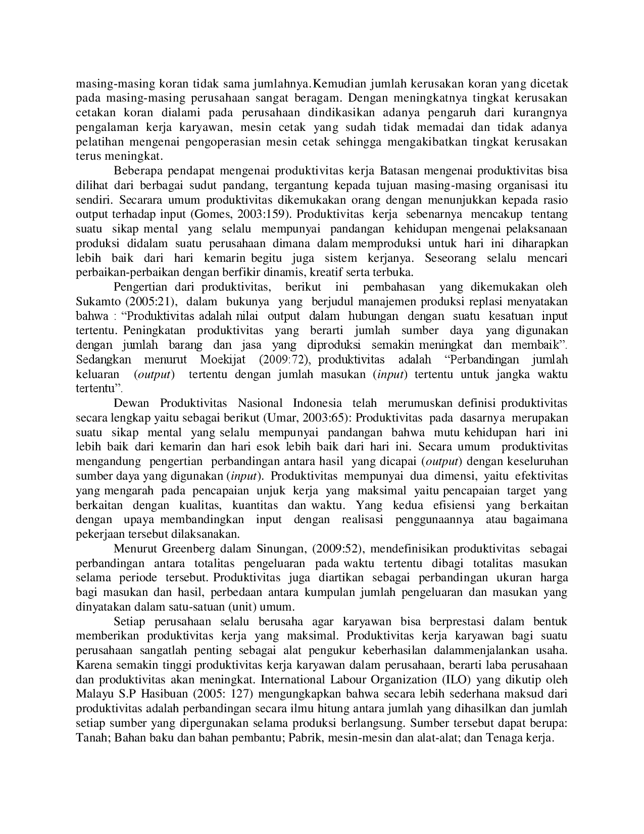 juris Analisis Produktivitas Kerja Karyawan Bagian Cetak Surat Kabar di Propinsi Riau