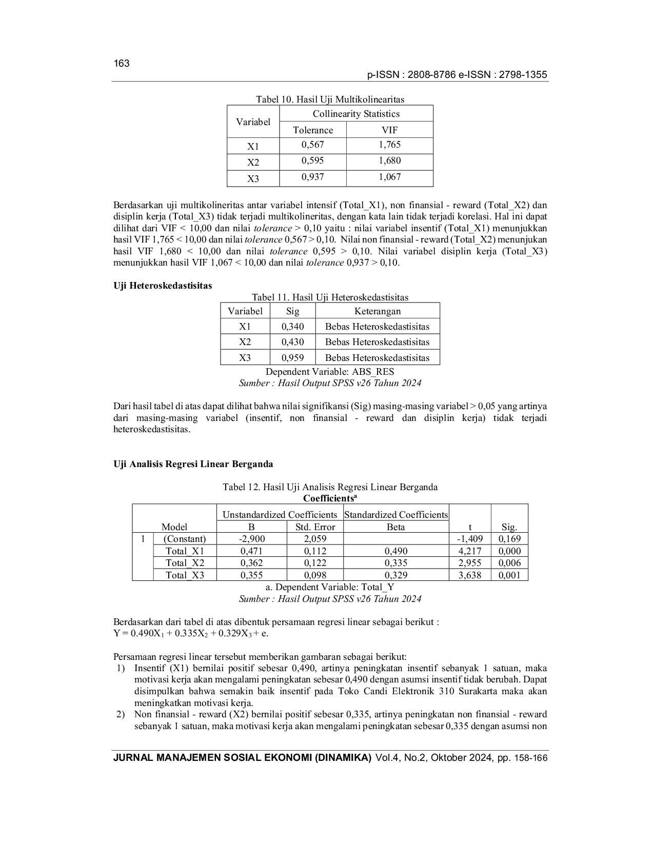 JURIS Pengaruh Insentif Non Finansial Reward dan Disiplin Kerja terhadap Motivasi Kerja Salesperson Toko Candi Elektronik 310