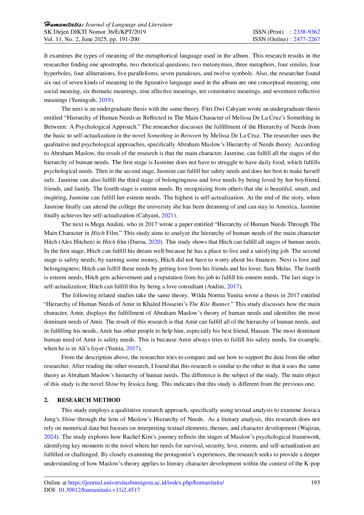 JURIS Shining Through the Hierarchy Rachel Kim s Psychological Journey in Shine by Jessica Jung Through Maslow s Lens