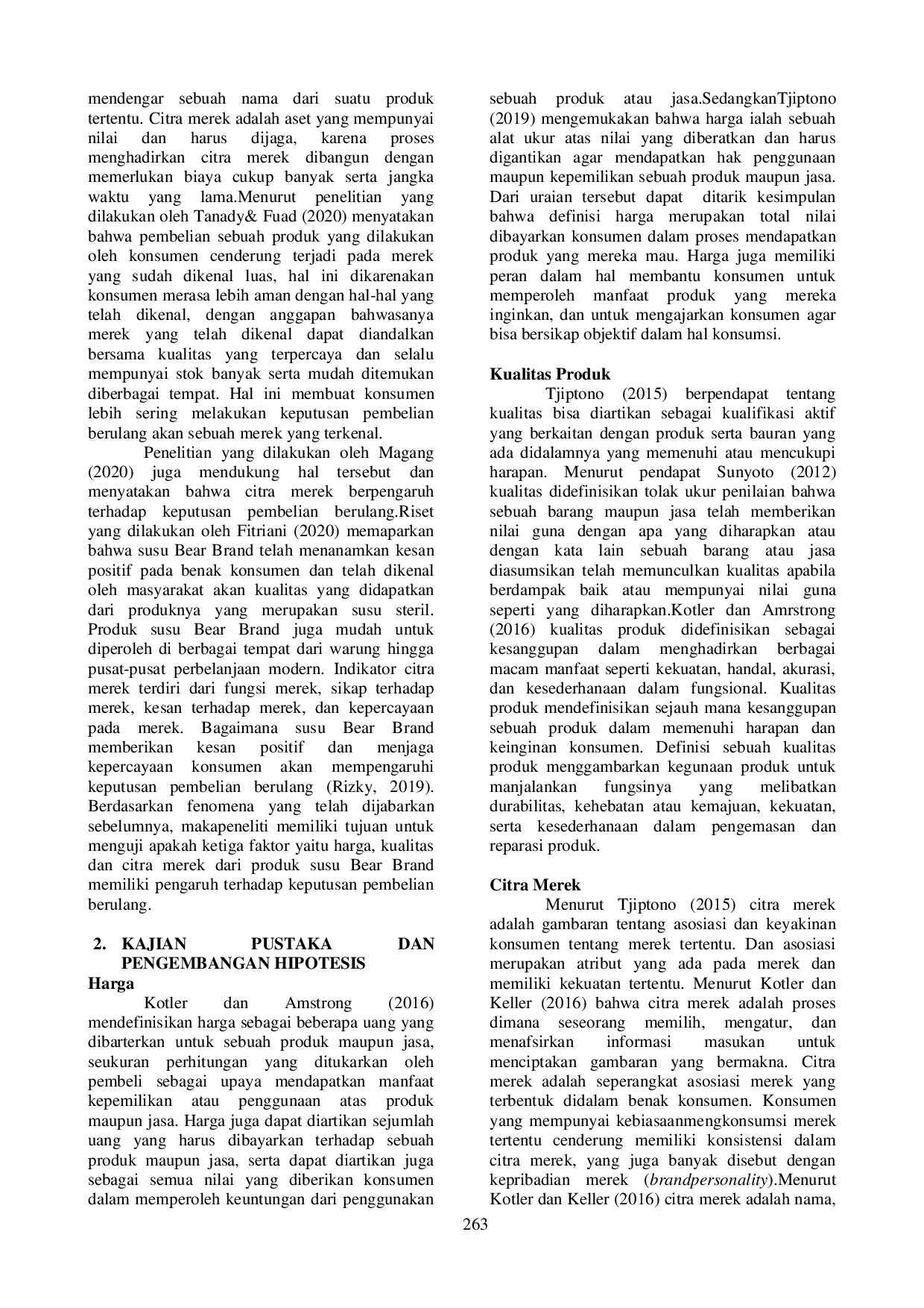 JURIS Peran Harga Kualitas Produk dan Citra Merek Terhadap Keputusan Pembelian Berulang pada Produk Susu Bear Brand di Kota Malang