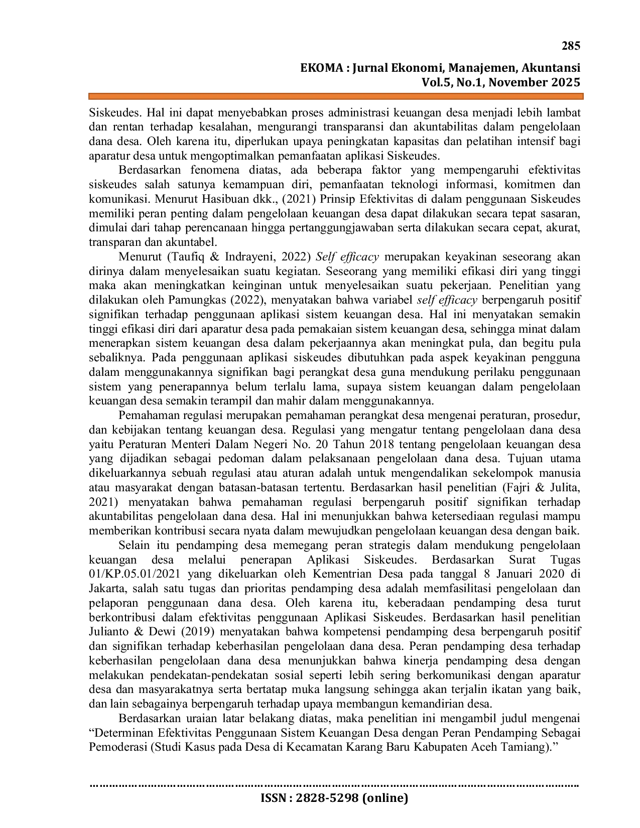 JURIS Determinan Efektivitas Penggunaan Sistem Keuangan Desa Dengan Peran Pendamping Sebagai Pemoderasi