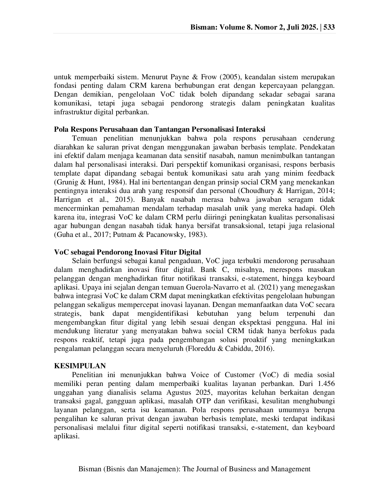 JURIS Kekuatan Voice of Customer di Media Sosial Dampaknya terhadap Respons dan Perbaikan CRM Perbankan