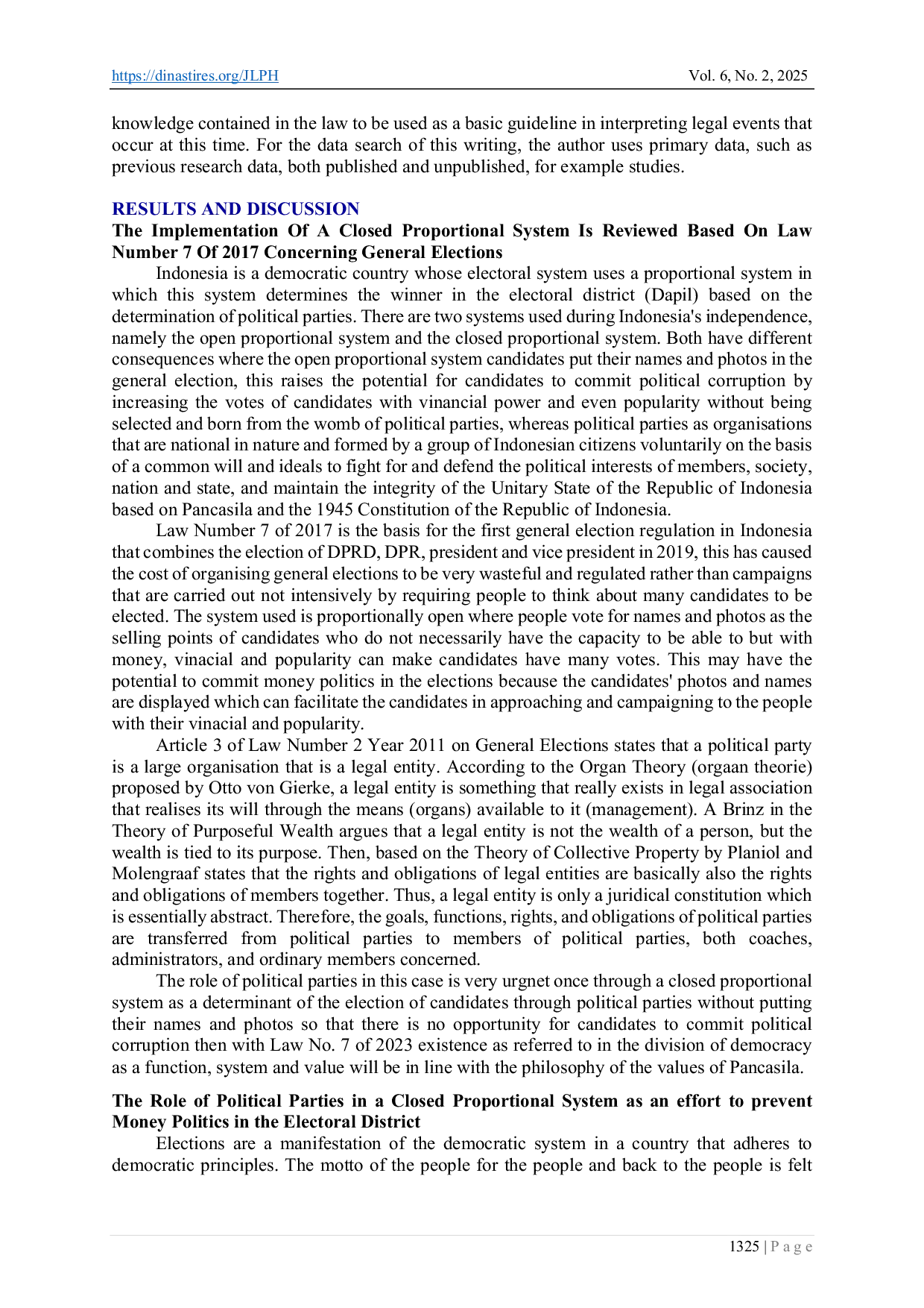 JURIS Curbing Money Politics A Closed Proportional System For Indonesia s 2029 Elections