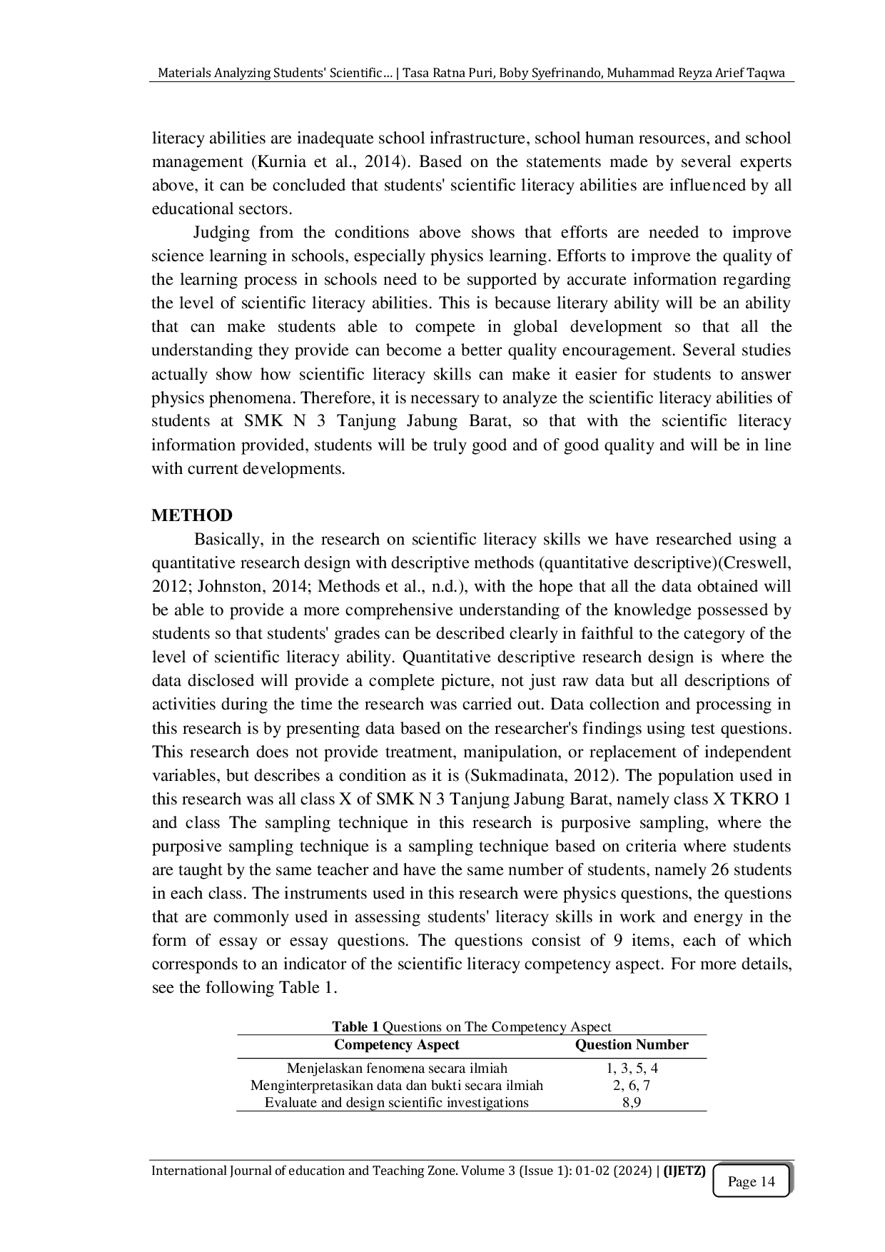 JURIS Materials Analyzing Students Scientific Literacy Abilities Does It Impact Their Ability to Complete the Learning Process