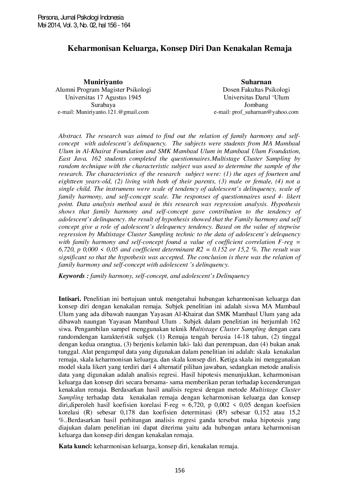 JURIS Keharmonisan Keluarga Konsep Diri dan Kenakalan Remaja