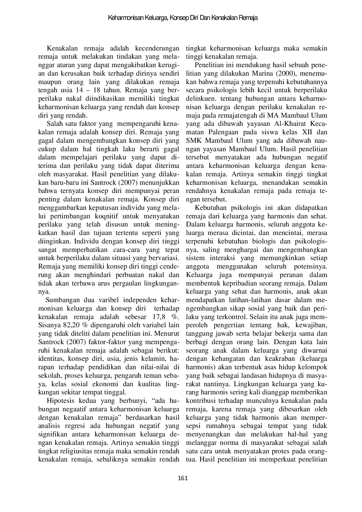 JURIS Keharmonisan Keluarga Konsep Diri dan Kenakalan Remaja