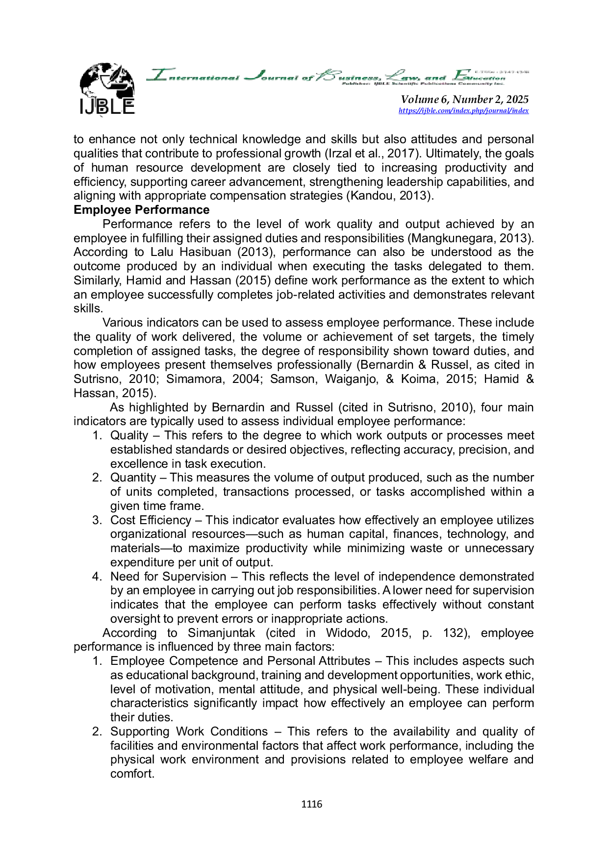 JURIS Systematic Literature Review The Role of Human Resource Development in Employee Performance