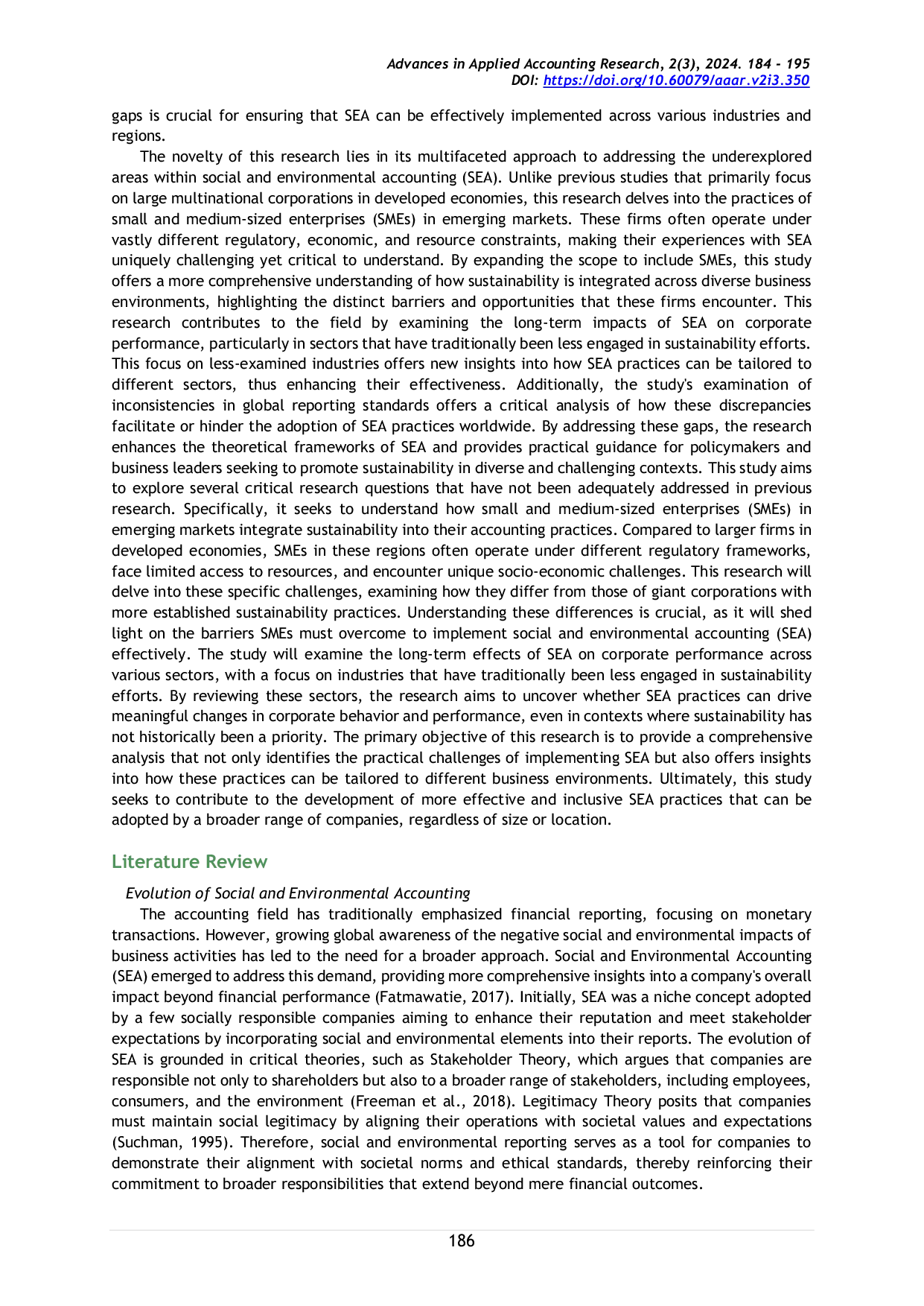 JURIS Integrating Sustainability into Accounting Practices A Review of Social and Environmental Accounting