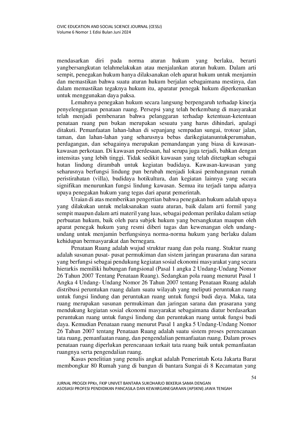 JURIS Analisis Penegakan Hukum Administrasi Negara dalam Pasal 62 UU 26 Tahun 2007 tentang Penataan Ruang