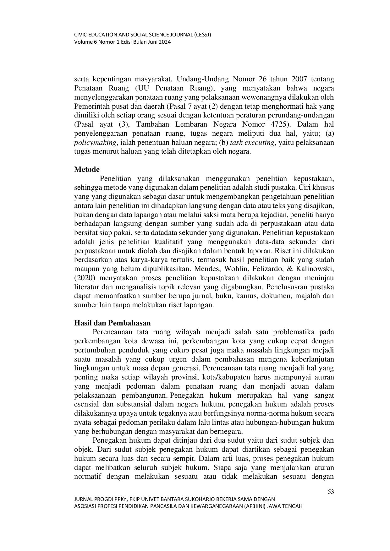 JURIS Analisis Penegakan Hukum Administrasi Negara dalam Pasal 62 UU 26 Tahun 2007 tentang Penataan Ruang