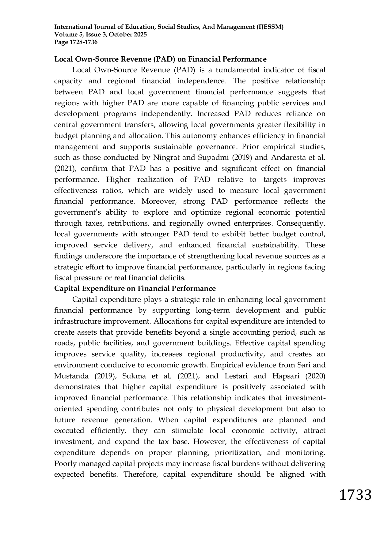 JURIS A literature Review Determinants of Financial Performance in Local Governments