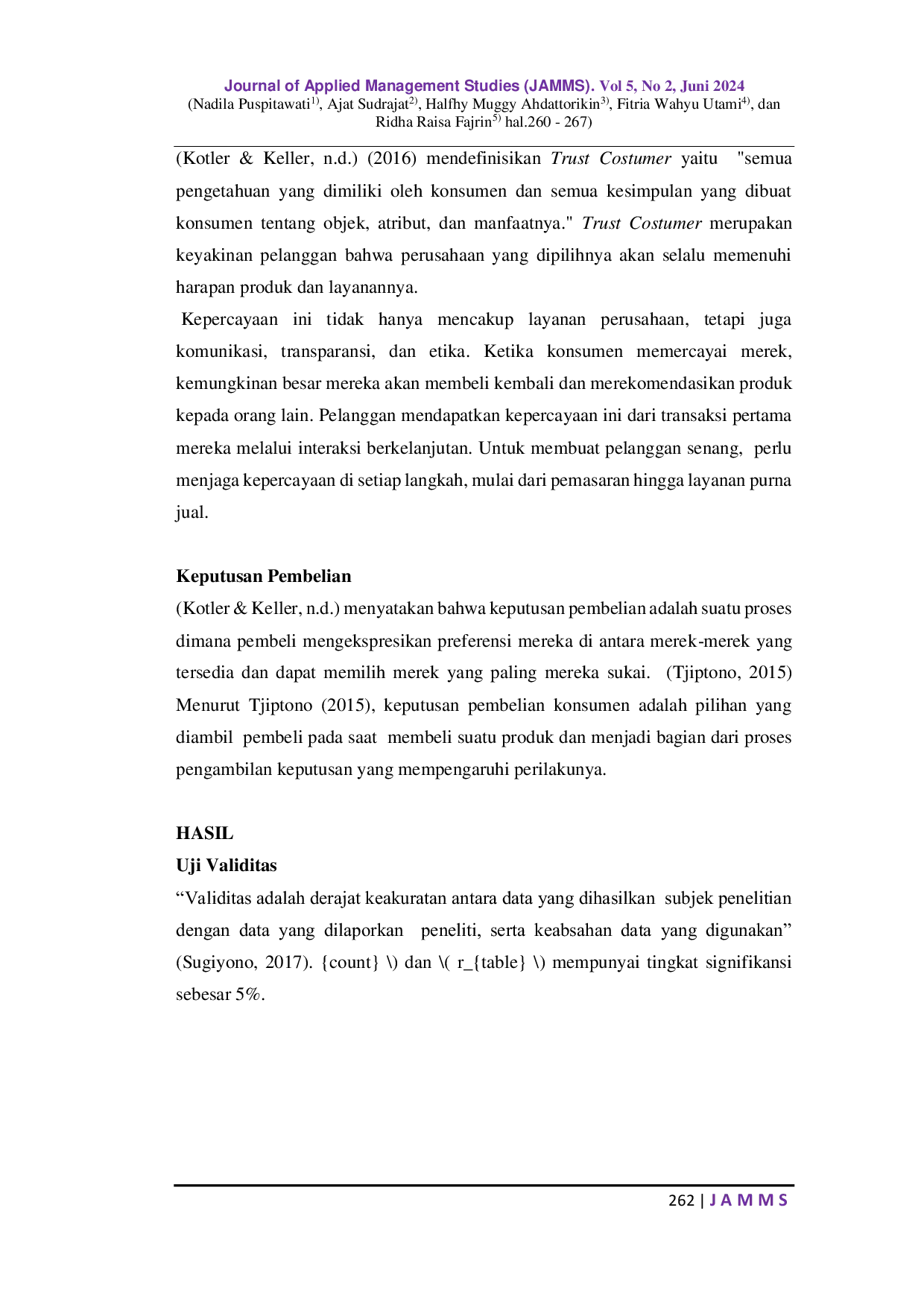 JURIS Pengaruh Trust Costumer Terhadap Keputusan Pembelian Pada UMKM Go Chicken Di Karawang