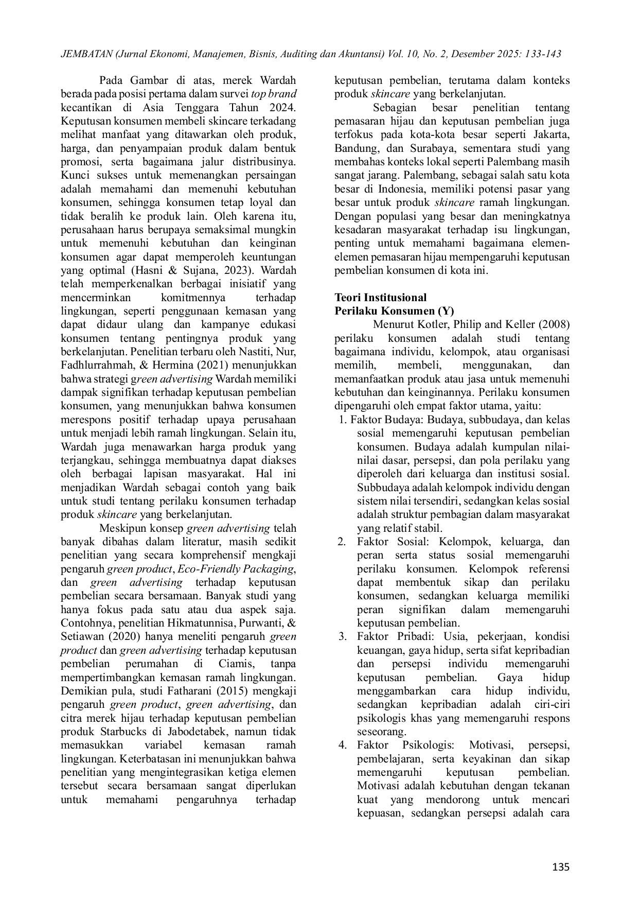 JURIS Pengaruh Green Product Eco Friendly Packaging Dan Green Advertising Terhadap Keputusan Pembelian Pada Produk Wardah Di Toko Guardian Palembang Icon