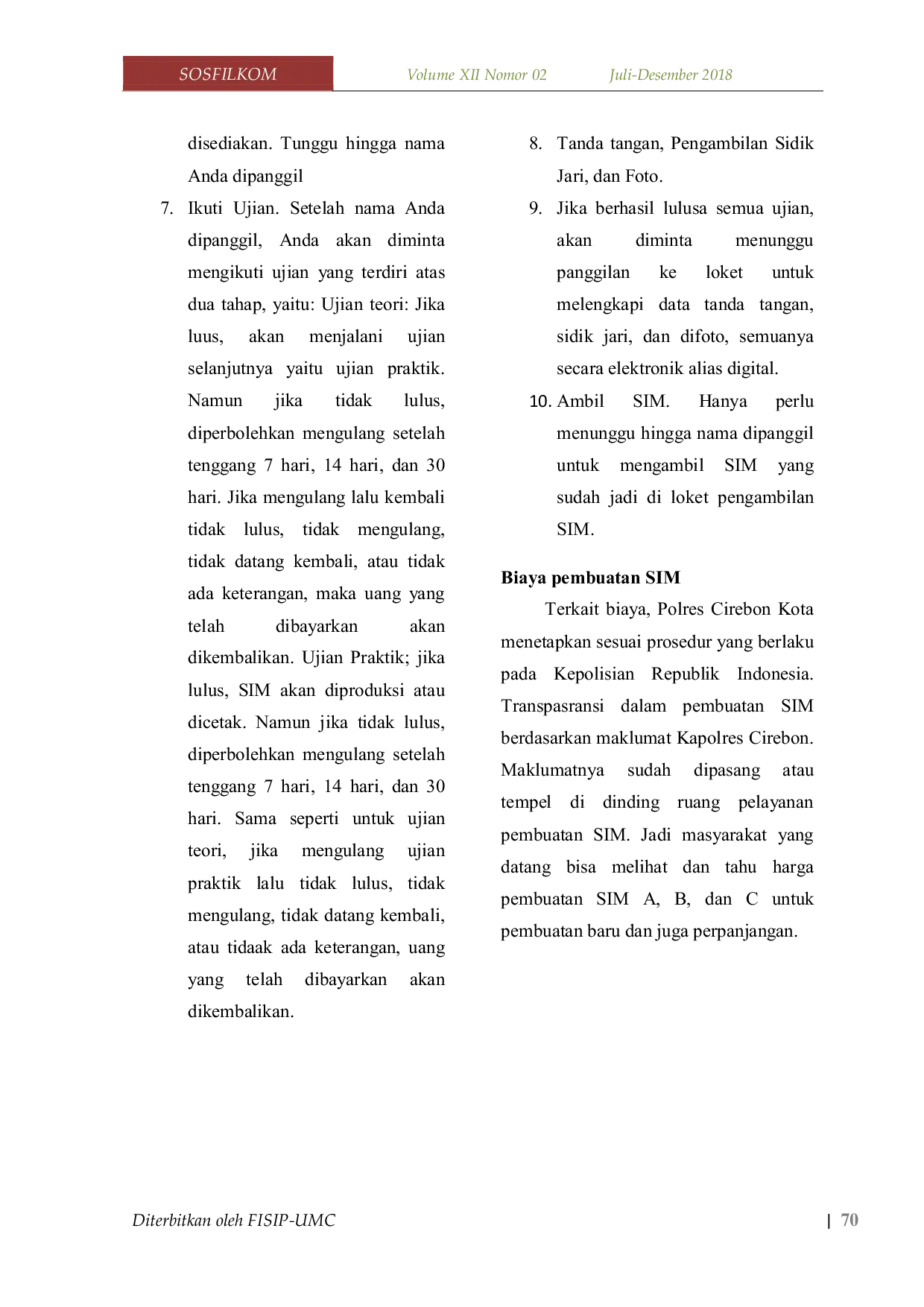 JURIS Manajemen Pelayanan Publik Prosedur Pembuatan Sim Di Polres Cirebon Kota