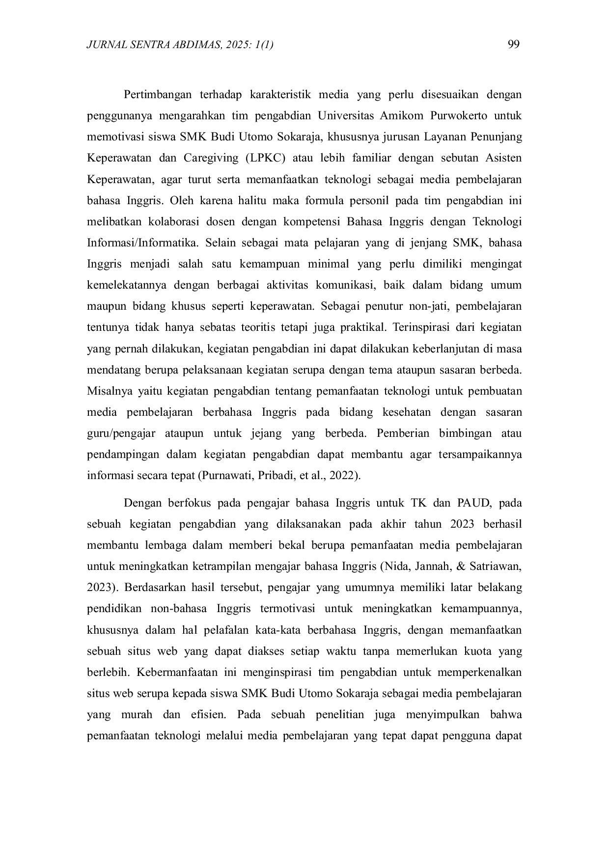 JURIS Pemanfaatan Teknologi Media Pembelajaran untuk Meningkatkan Kemampuan Pelafalan Kata Berbahasa Inggris Bidang Keperawatan