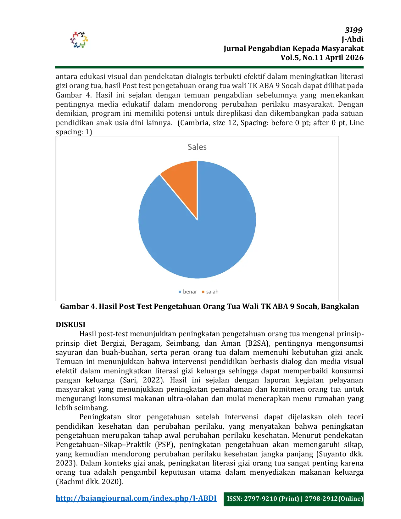 JURIS Optimalisasi Tumbuh Kembang Anak Melalui Edukasi Pangan Bergizi Seimbang Bagi Orang Tua Di Tk Aba 9 Socah