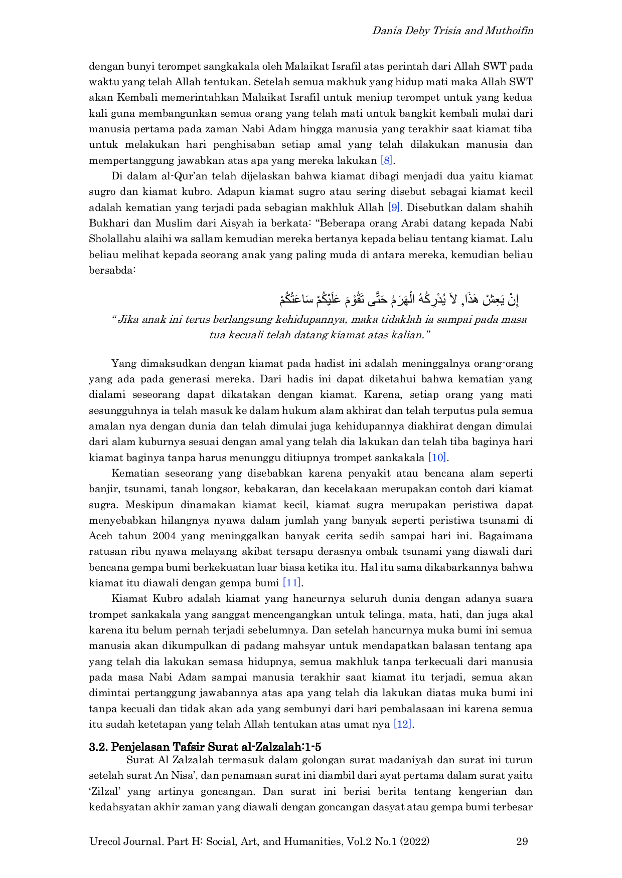 JURIS Epistemology of End Time Riots in the View of Islam A Study on Surah Al Zalzalah 1 5