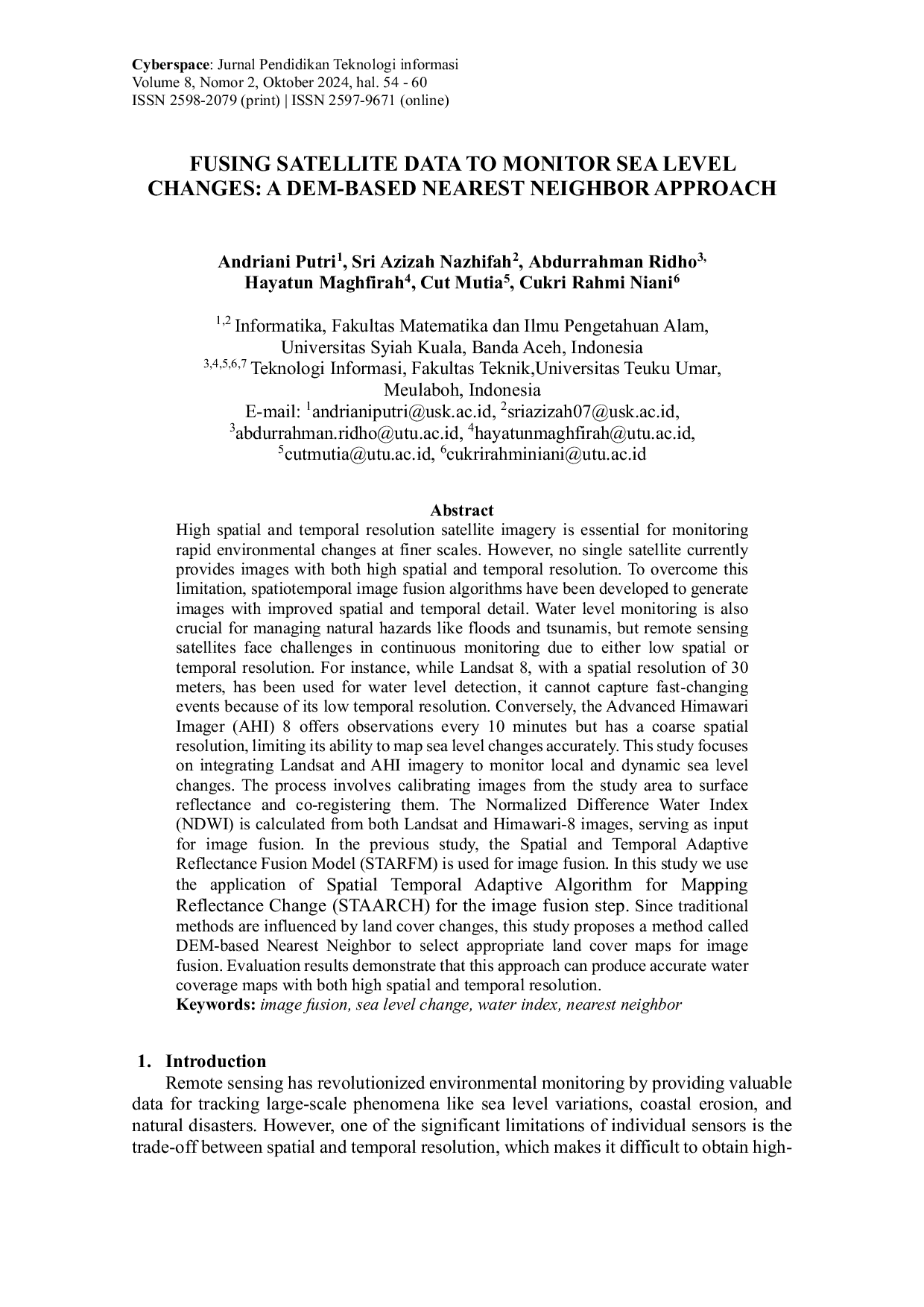 JURIS Fusing Satellite Data to Monitor Sea Level Changes A DEM Based Nearest Neighbor Approach