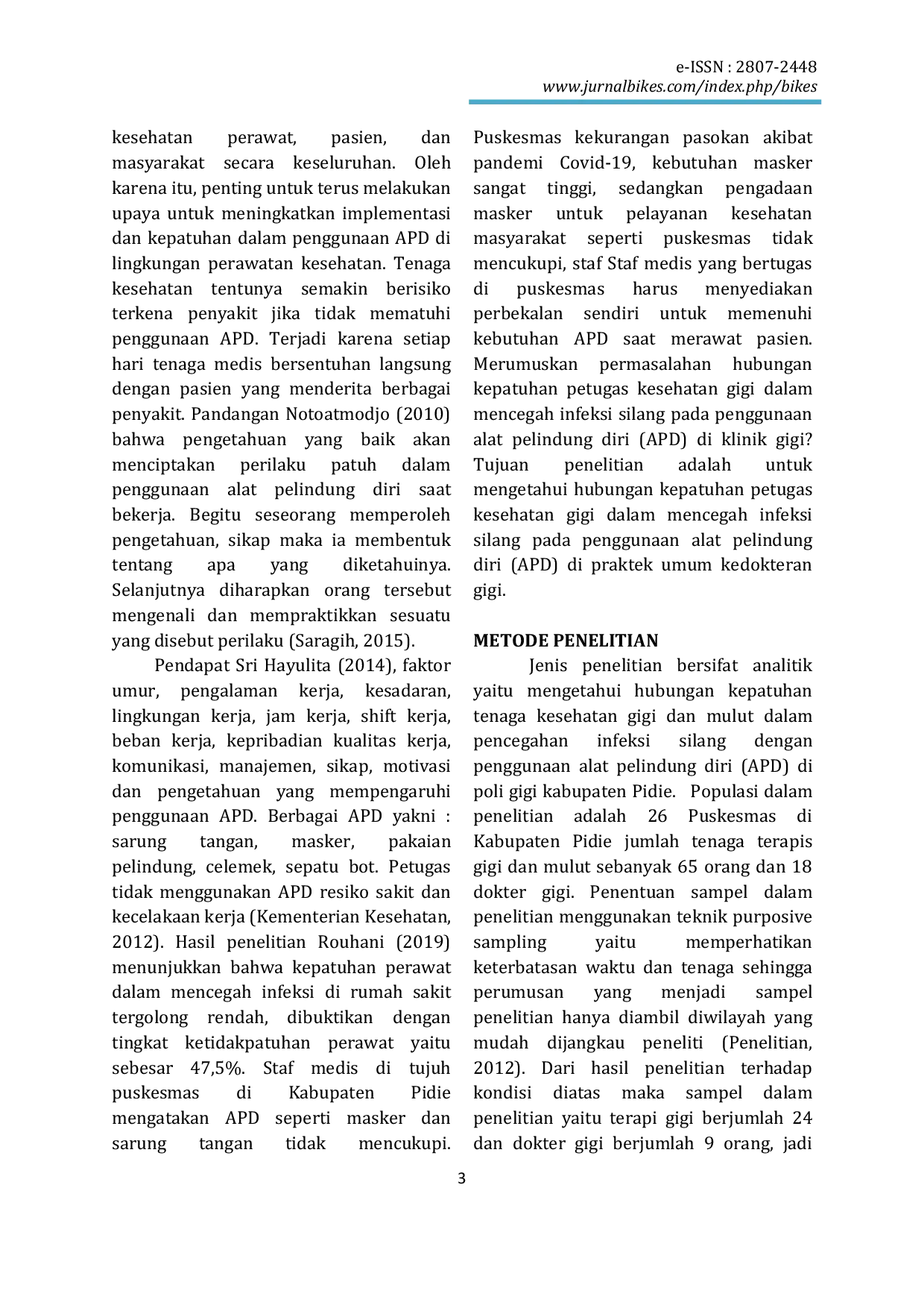 JURIS Pencegahan Infeksi Silang Bagi Tenaga Kesehatan Gigi Dan Mulut Di Poli Gigi