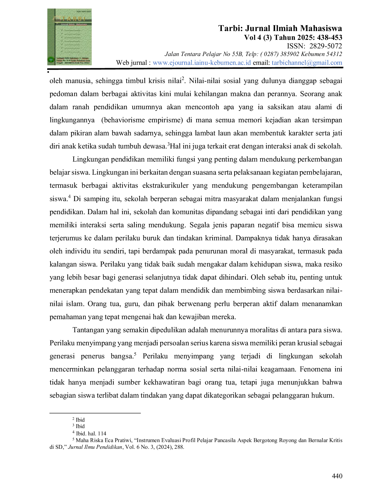JURIS Pengaruh Lingkungan Internal Sekolah Terhadap Pemahaman Agama dan Nilai Moral Siswa di SMK Ma arif 1 Kebumen