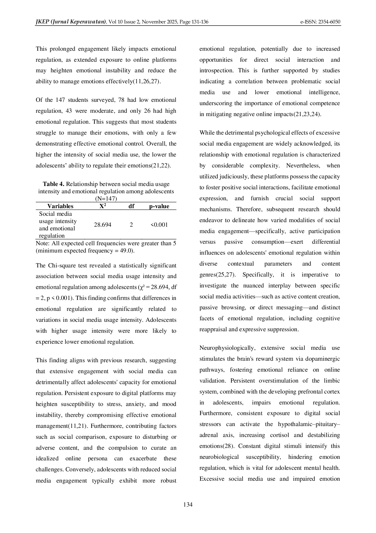 JURIS The Relationship Between Social Media Usage Intensity and Emotional Regulation in Adolescents