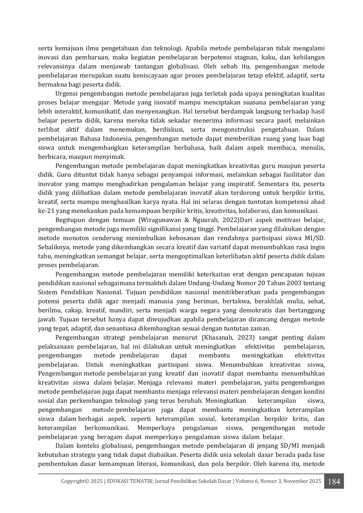 JURIS Inovasi Metode Pembelajaran Bahasa Indonesia di MI SD Analisis Strategi dan Implementasinya