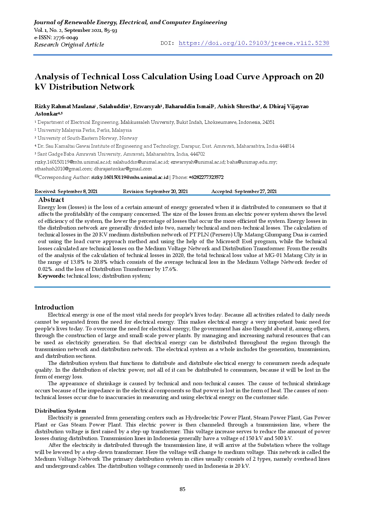 juris Analysis of Technical Loss Calculation Using Load Curve Approach on 20 kV Distribution Network