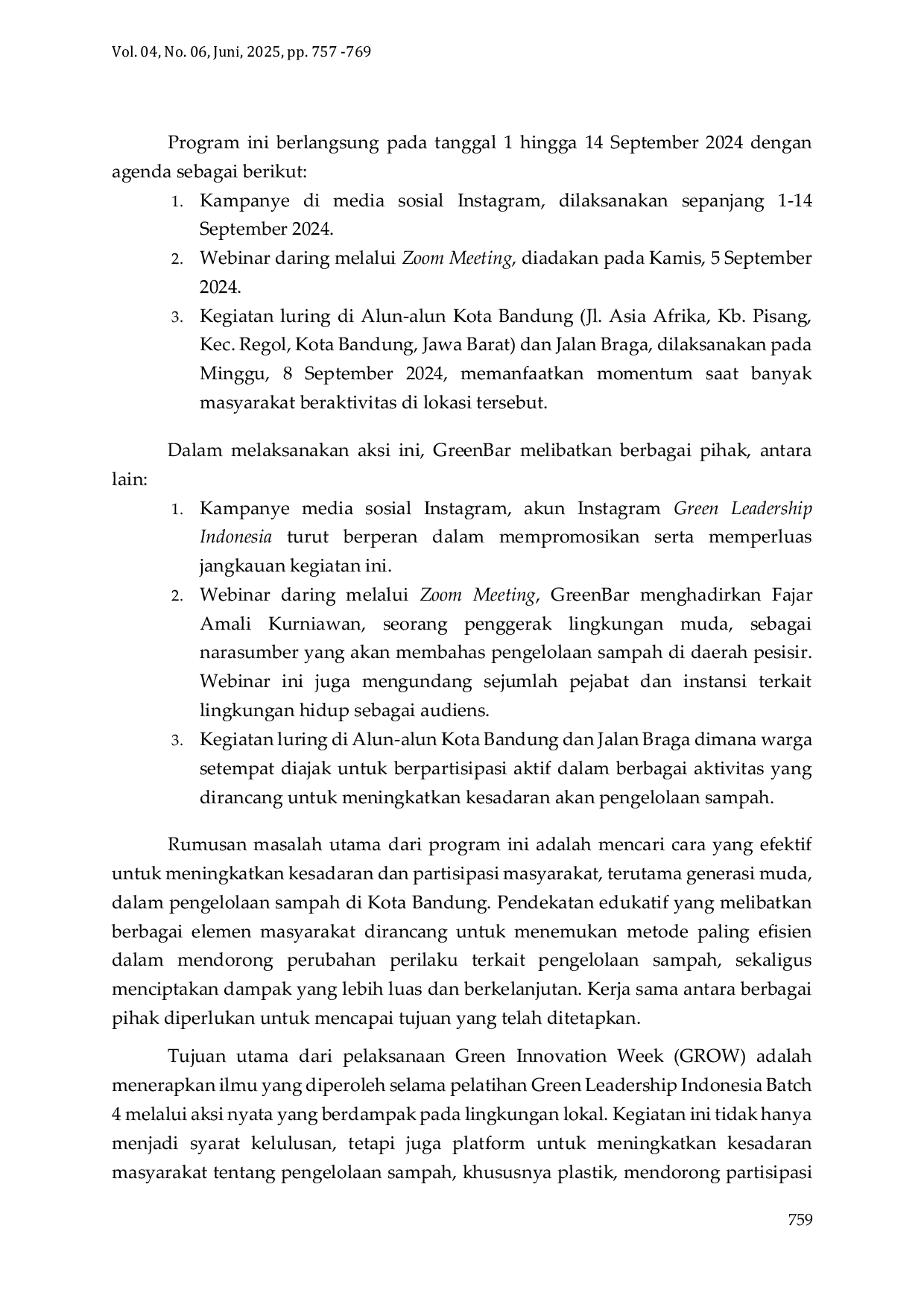 JURIS Kampanye Multiplatform Untuk Transformasi Perilaku Pengelolaan Sampah di Bandung Oleh Gerakan Edukasi Lingkungan Bandung Raya