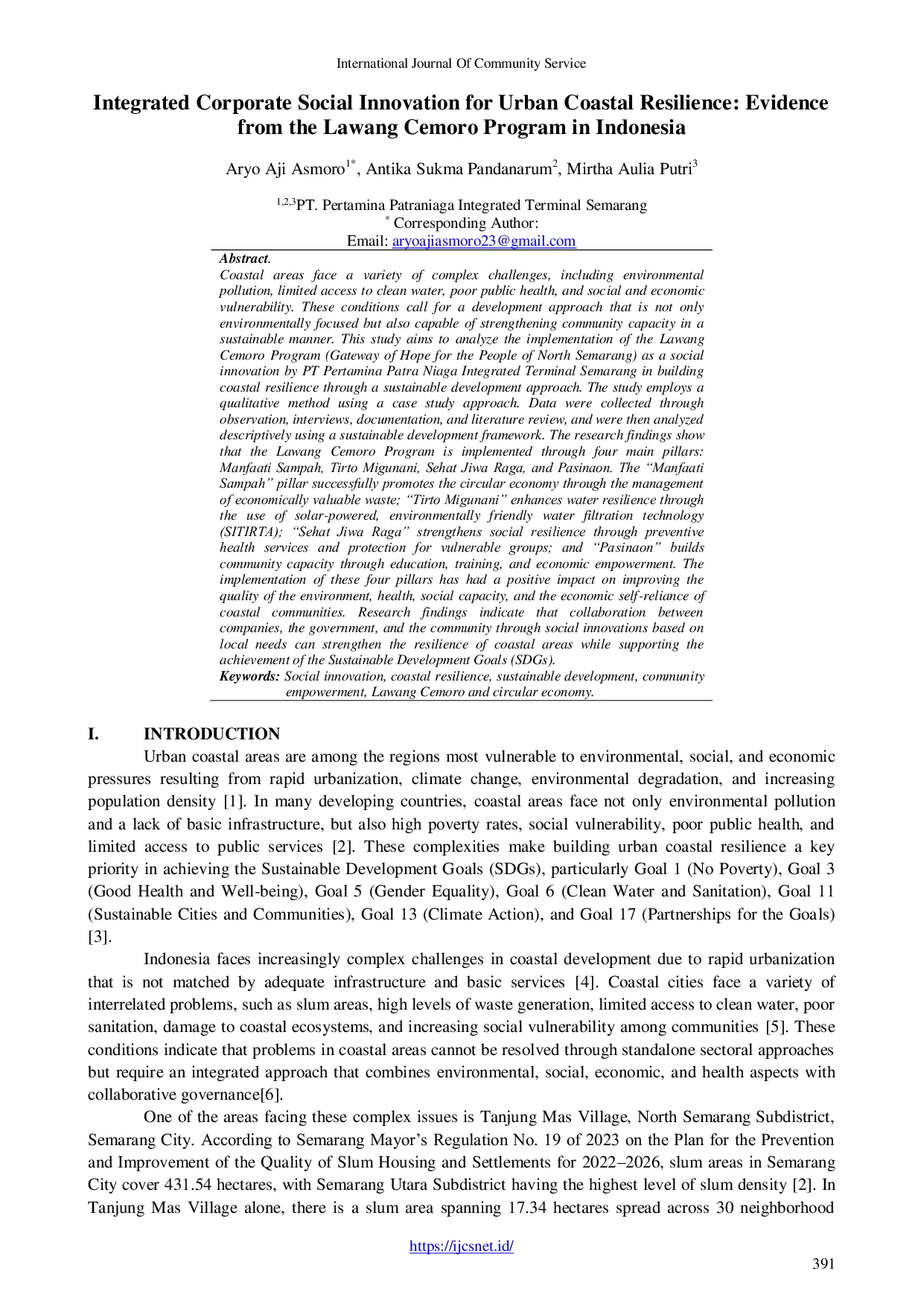 JURIS Integrated Corporate Social Innovation for Urban Coastal Resilience Evidence from the Lawang Cemoro Program in Indonesia