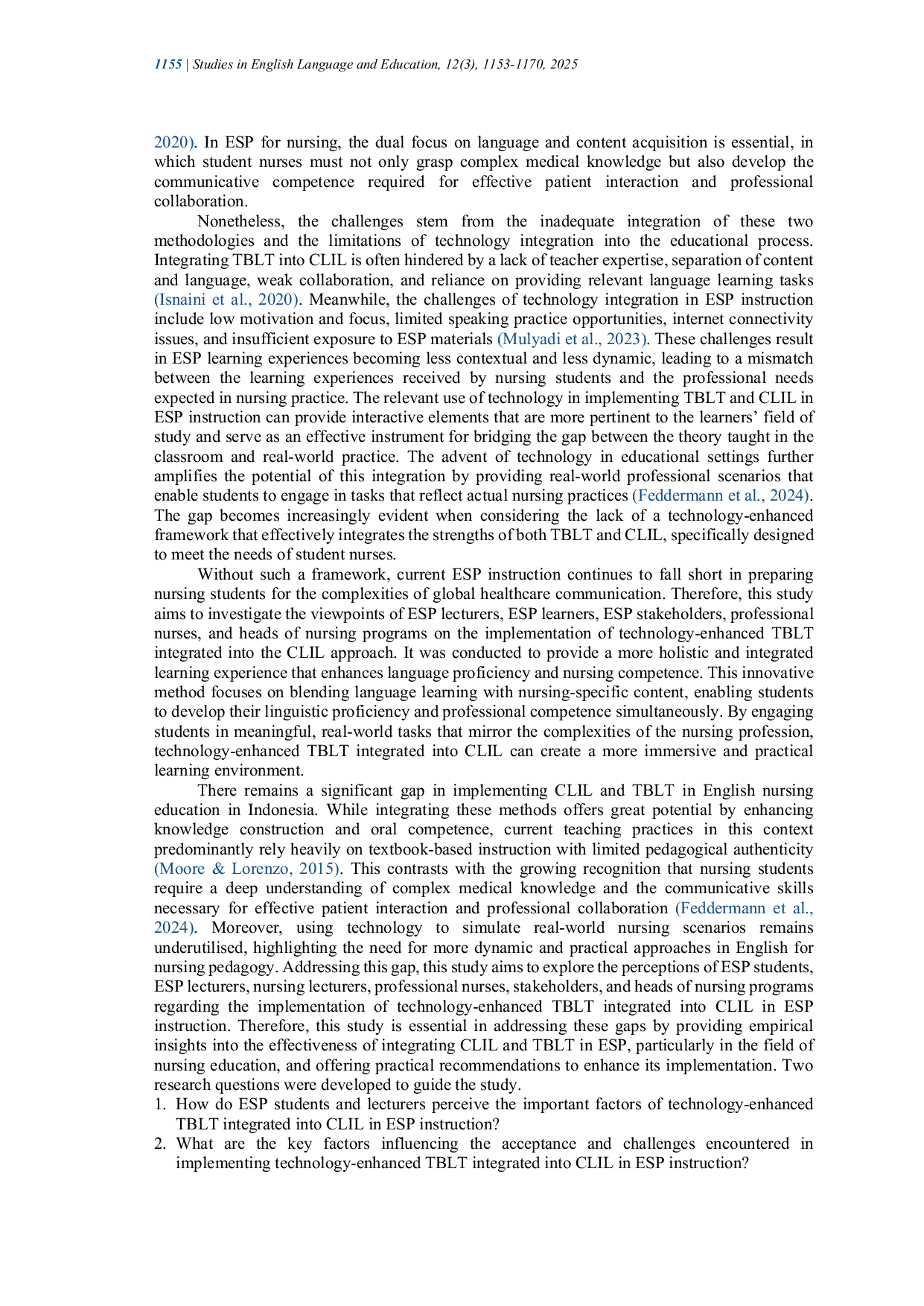 JURIS Bridging language and nursing proficiency Technology enhanced TBLT integrated into CLIL in ESP instruction