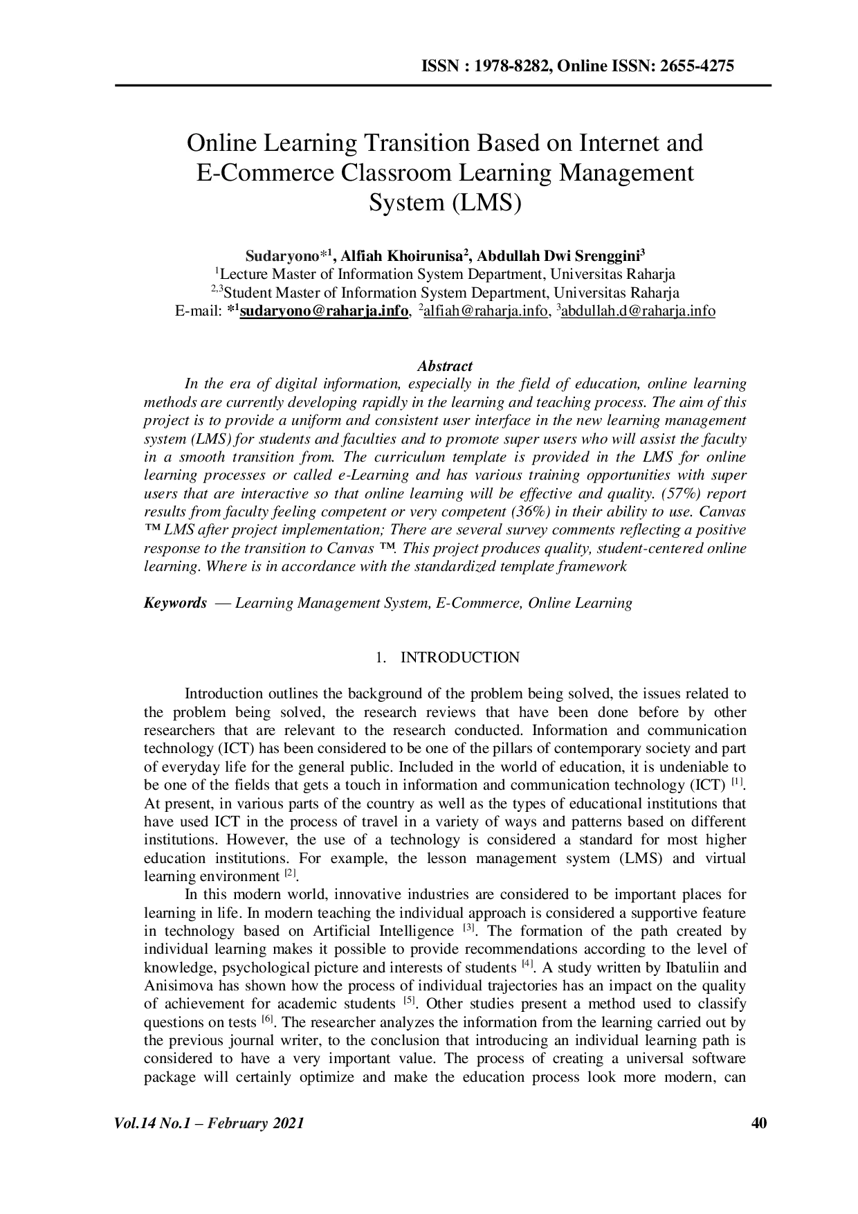 JURIS Online Learning Transition Based on Internet and ECommerce Classroom Learning Management System LMS