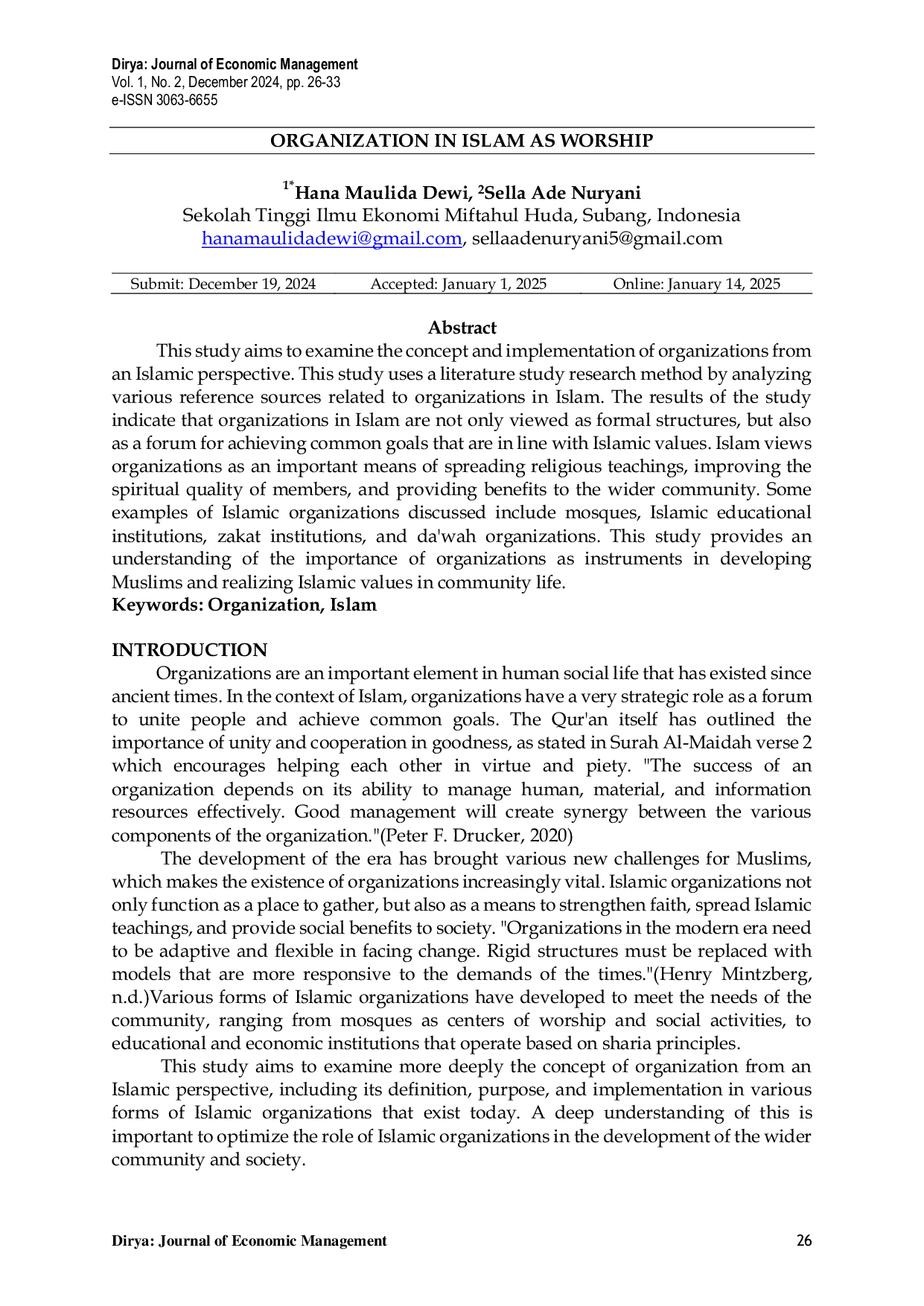 JURIS Organization In Islam As Worship
