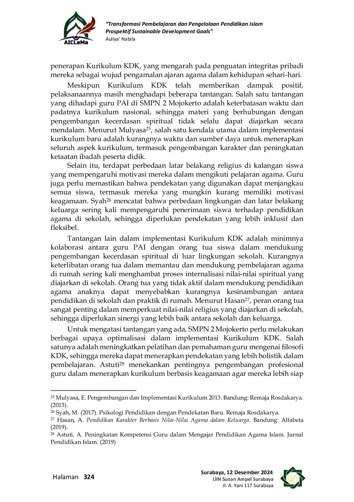 JURIS Analisis Implementasi Kurikulum Kecakapan Dasar Keagamaan KDK Dalam Meningkatkan Ketaatan Beribadah Siswa SMPN 2 Mojokerto