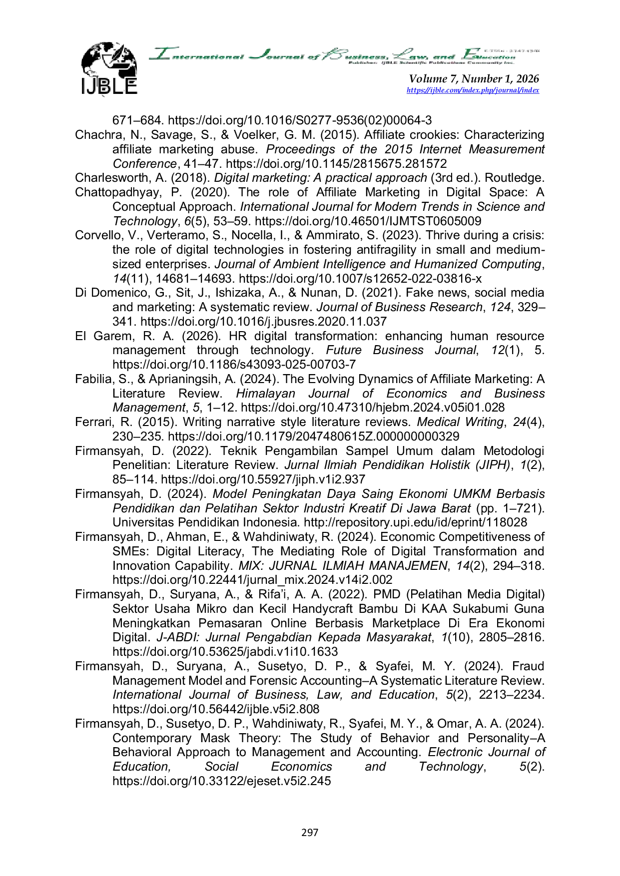 JURIS Shining Affiliates in the Age of Falsity The Path to SME Economic Competitiveness HR Intelligence and Marketer Competence